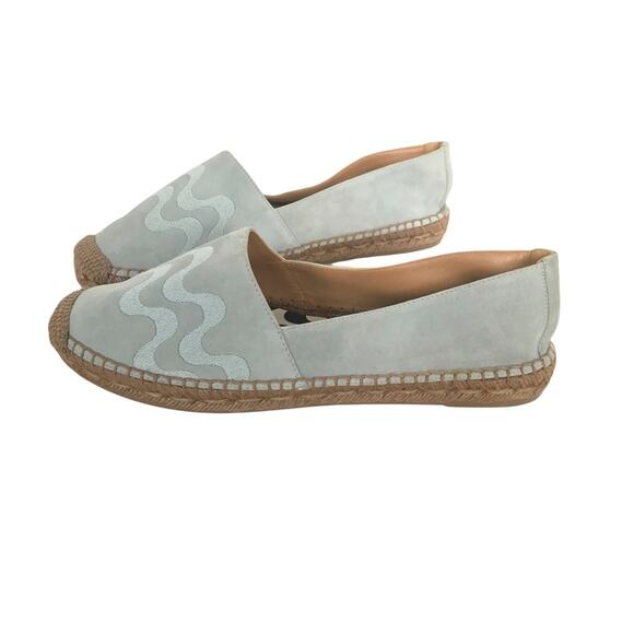 Aquatalia Isela Espadrille Slip On Suede Leather Sky Blue 10 New - Picture 1 of 11